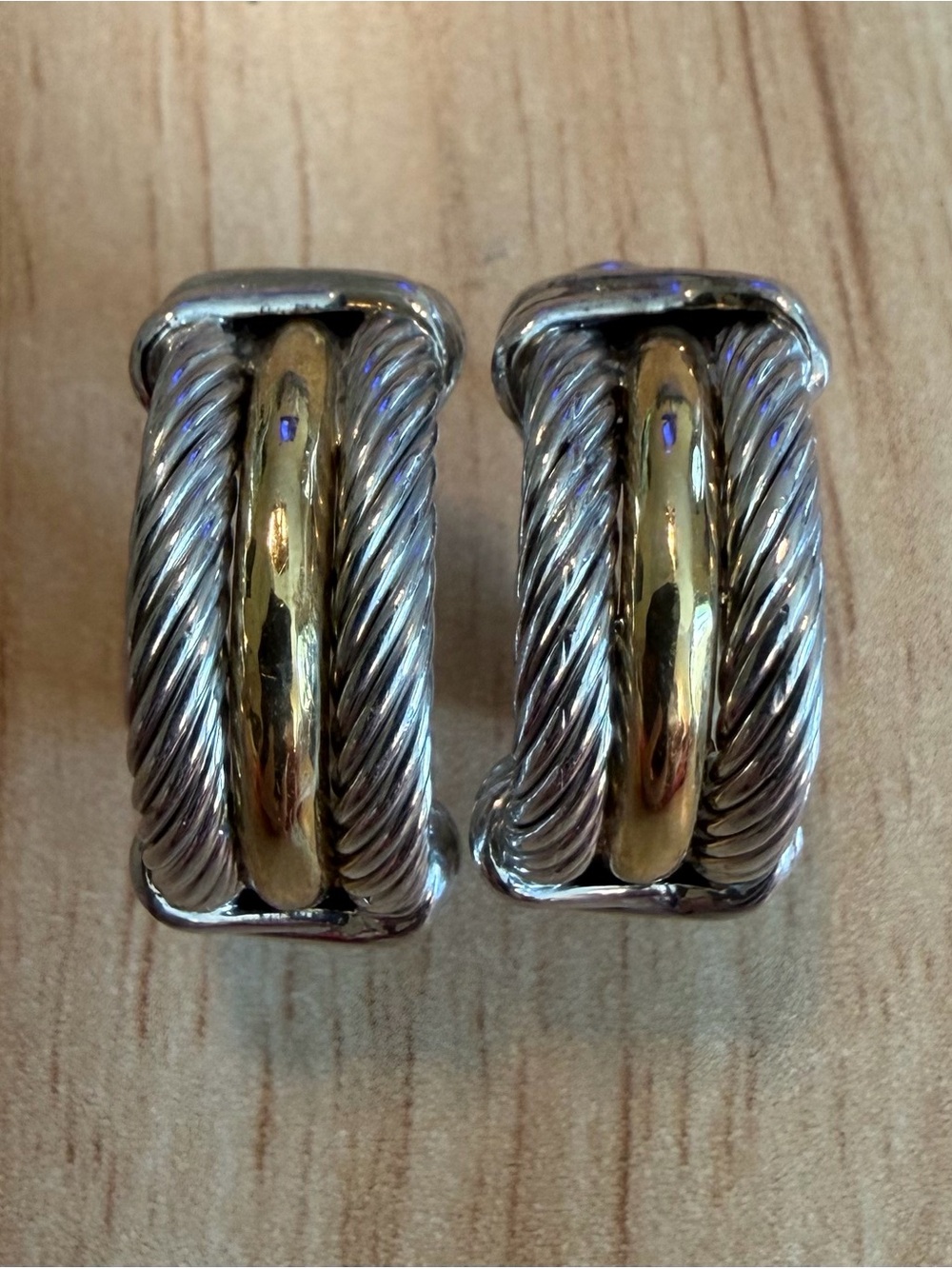 Phillip Gavriel 18k & Sterling Silver Italian Cable Earrings